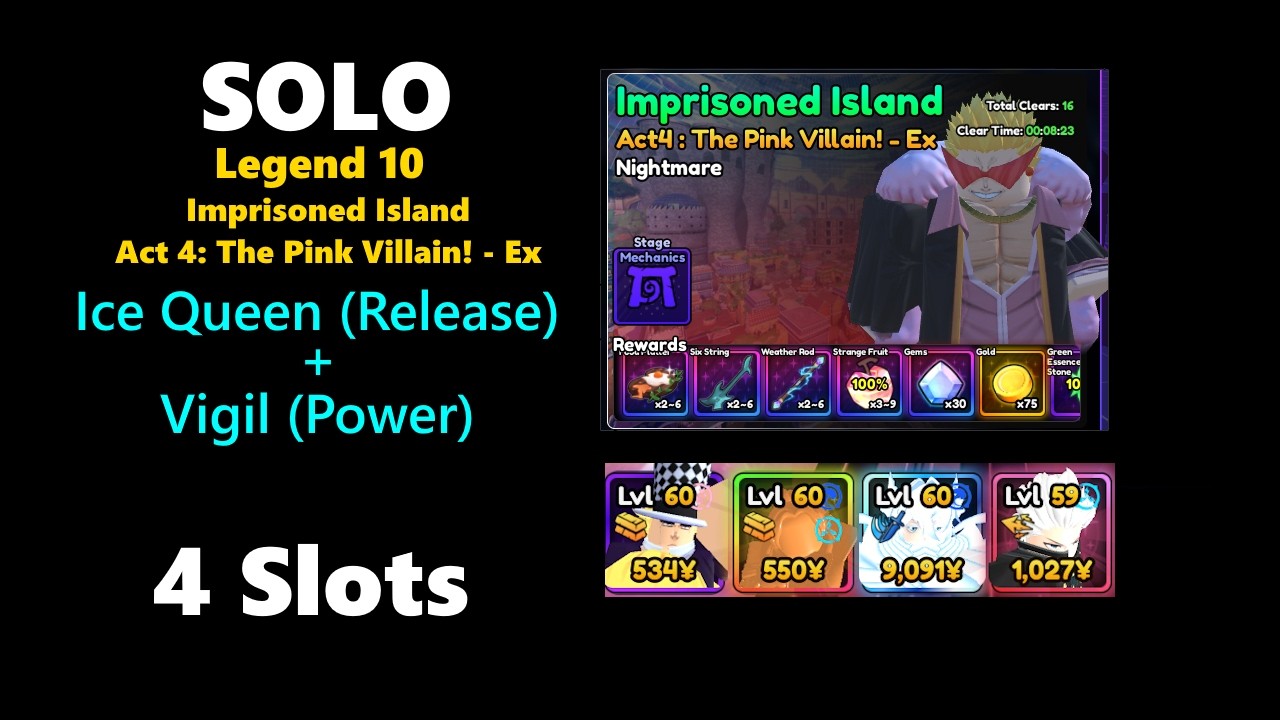 SOLO - Legend 10 Act 4 - Imprisoned Island - Ice Queen,Vigil- 4 Slot