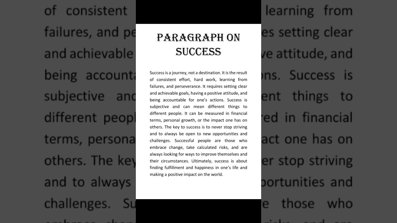 Paragraph on success #success #paragraph