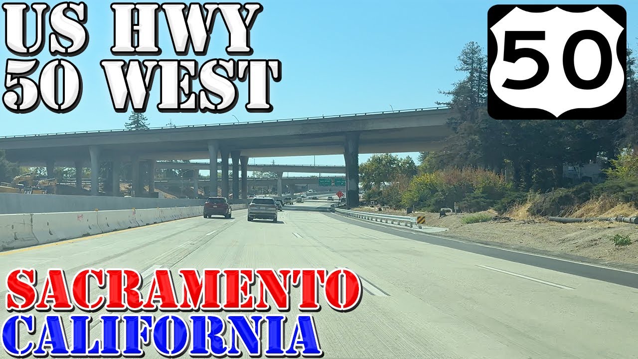 US 50 West - Sacramento - California - 4K Highway Drive