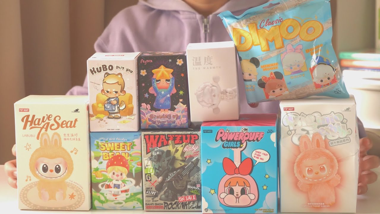 unboxing random pop mart blindboxes (labubu, crybaby, and more) ૮ ․ ․ ྀིა