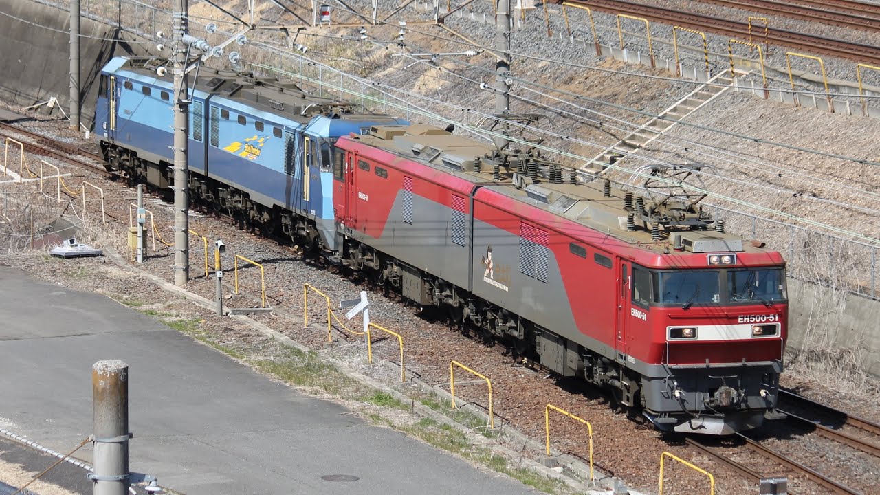 EH500-51[仙貨]+EH200-11(無動力)[高] 8764レ ほこすぎ橋(さいたま新都心駅付近)通過シーン