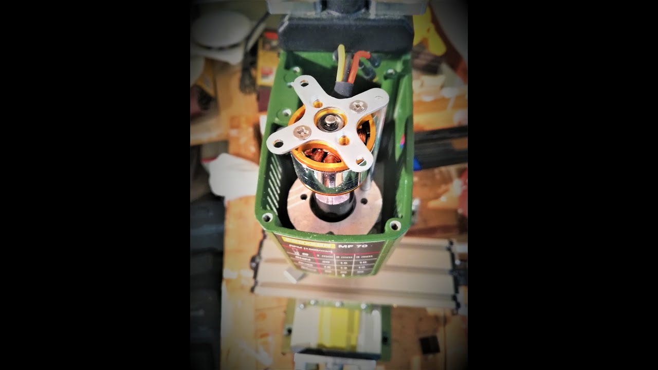 Proxxon MF70 - Brushless motor A2212 + ER11 spindle upgrade (cheap 25-30 usd) + test milling @ 11:13