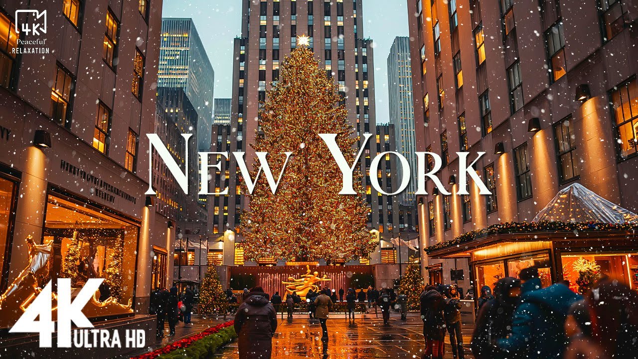 New York Christmas in 4K | NYC From Above: Christmas Lights & Winter Magic