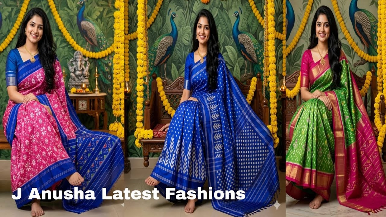 14-03-26 | Новые сари Ikkat Pochampally Pattu @JAnushaLatestFashions 👉9493093905.
