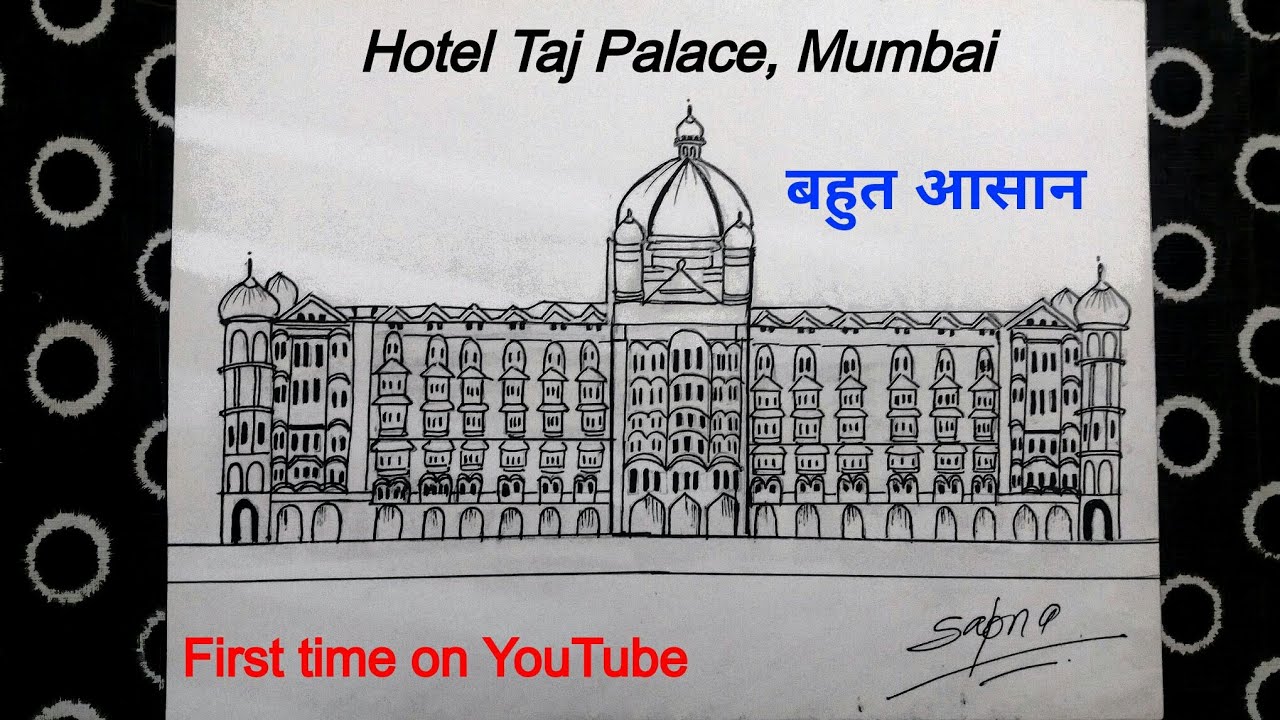 First time on YouTube,pencil sketch of Taj Hotel,Mumbai|Hotel Taj Palace|Famous hotel of Bombay|Easy