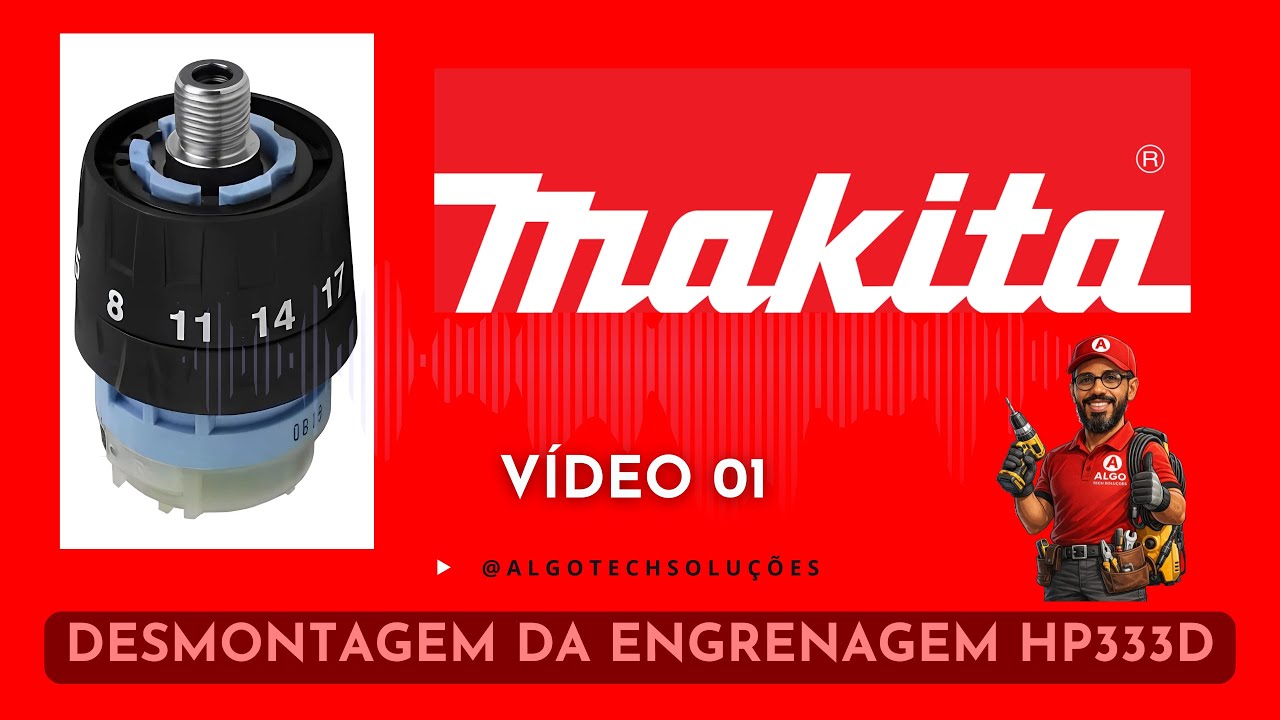 Desmontagem da engrenagem   Parafusadeira Makita hp333d