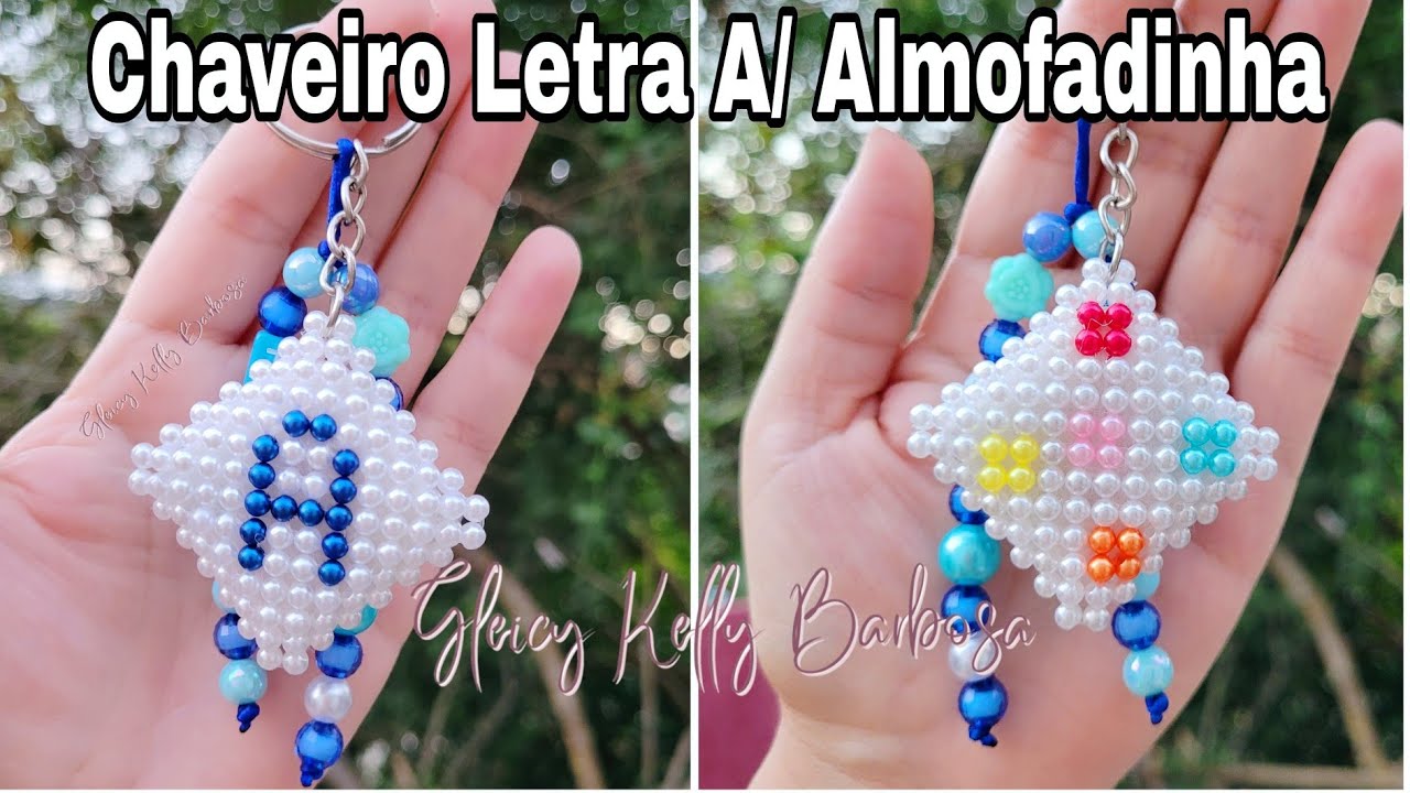 Chaveiro letra A de pérolas - Almofadinha de pérolas parte 1 - Aula para iniciantes