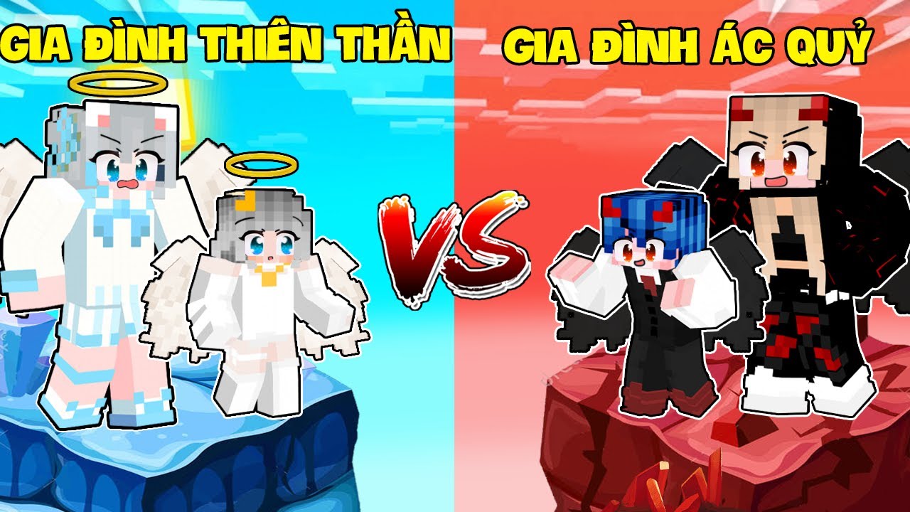 SAMMY GIA ĐÌNH THIÊN THẦN CHIẾN ĐẤU VỚI PHONG CẬN GIA ĐÌNH ÁC QUỶ TRONG LÀNG HERO TEAM MINECRAFT