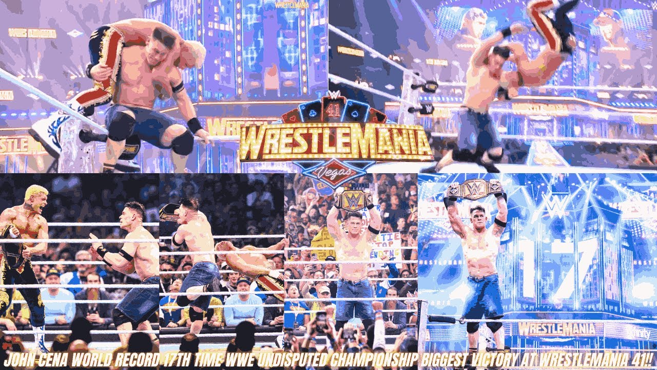 JOHN CENA WORLD RECORD 17TH TIME WWE UNDISPUTED CHAMPIONSHIP BIGGEST VICTORY AT WRESTLEMANIA 41!!
