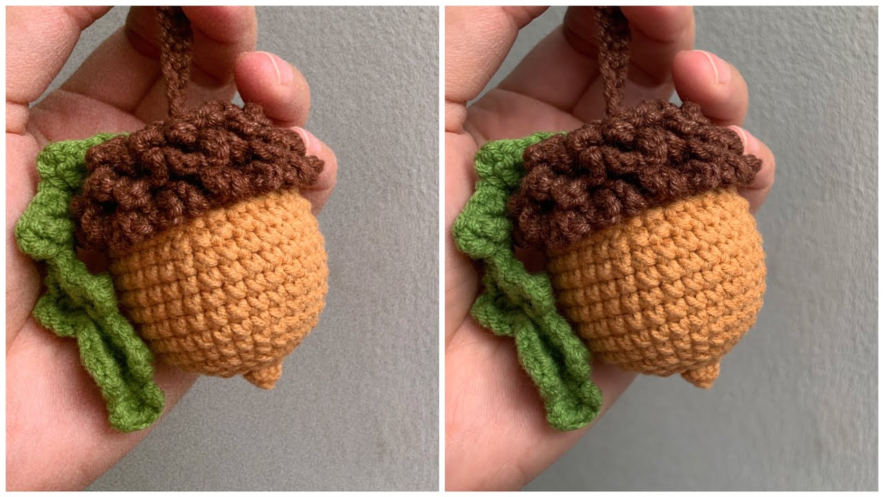 #20 How To Crochet Acorn Keychain. Móc khoá quả sồi. LynCrochet #keychain #acorn