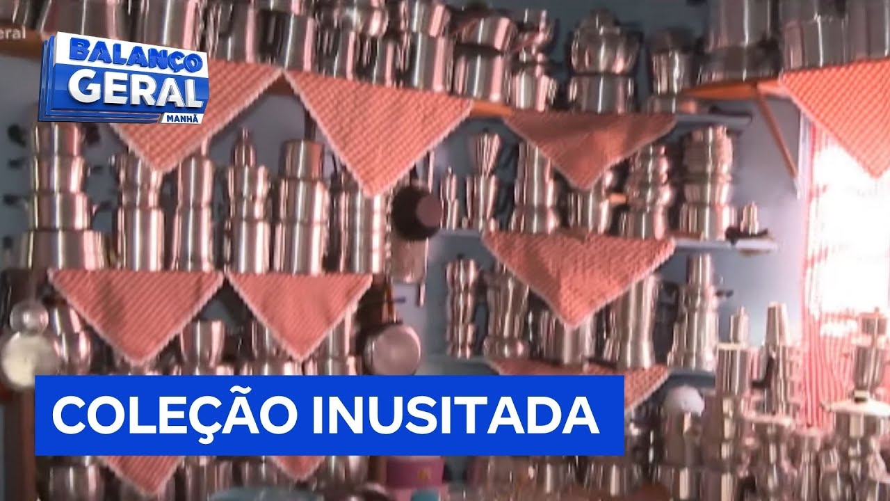 Idosa tem coleção com 500 panelas, vasilhas e copos