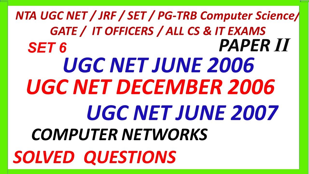 Computer Networks | UGC NET Solved Questions | NET June 2006 | NET Dec. 2006 | NET June 2007 | Tamil