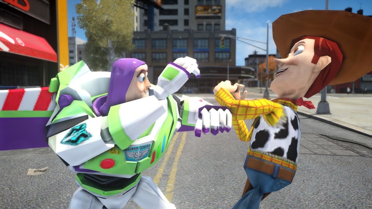 Buzz Lightyear vs Woody - Toy Story Battle - Grand Theft Auto
