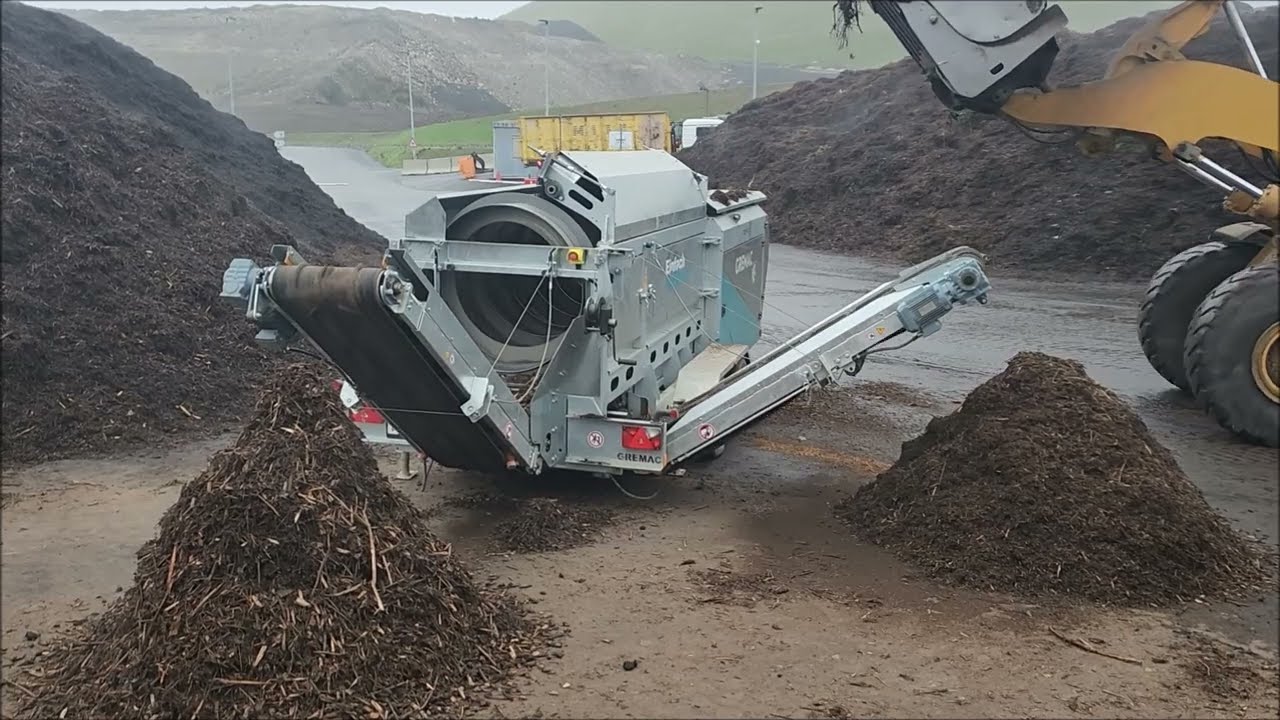 Crible à tambour gremac e2+ sur remorque, criblage de compost