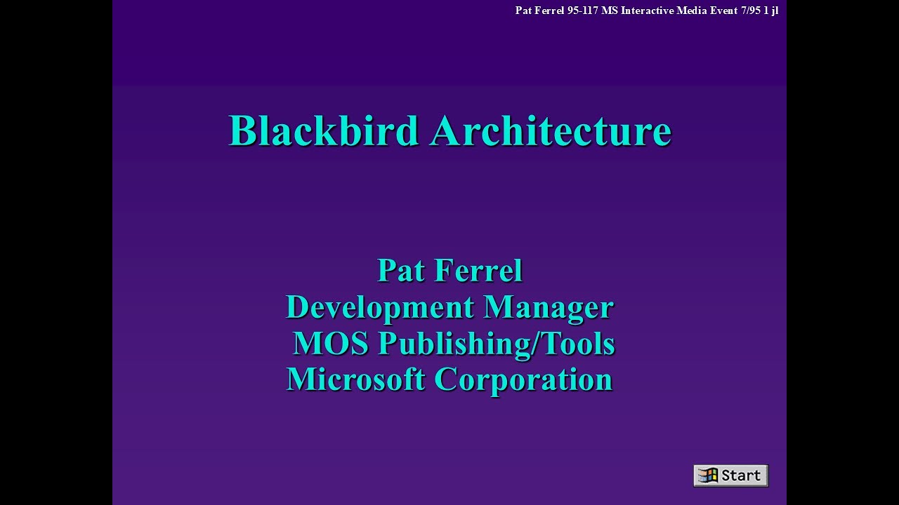 [SLIDES] IMC 1995 - The Blackbird Architecture - Pat Ferrel - 1995/07