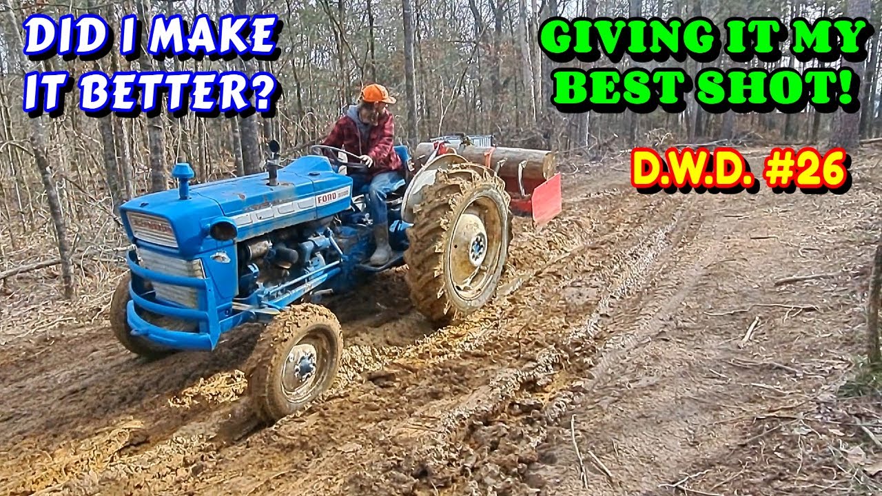 TRACTOR DESTROYS ROAD | tractor work couple builds tiny house homesteading off-grid, rv life, vlog |