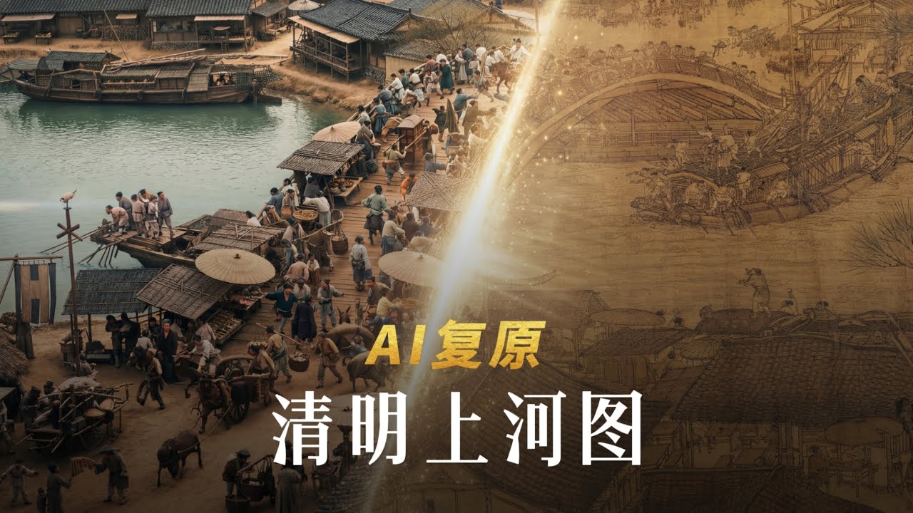 AI复原张择端《清明上河图》，带你穿越千年前的真实大宋 #清明上河图 #清明上河图密码 #北宋 #ai