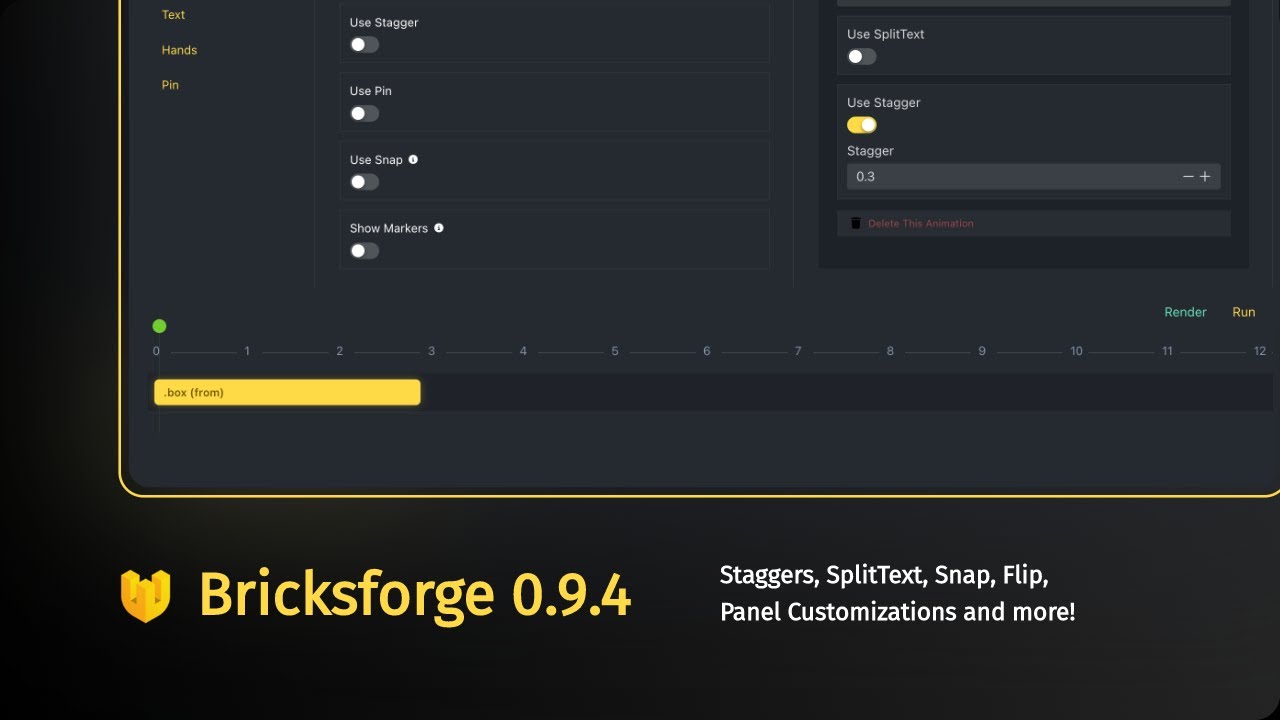 Bricksforge 0.9.4: GSAP Staggers,  SplitText, Scroll Smoother, Flip and more!