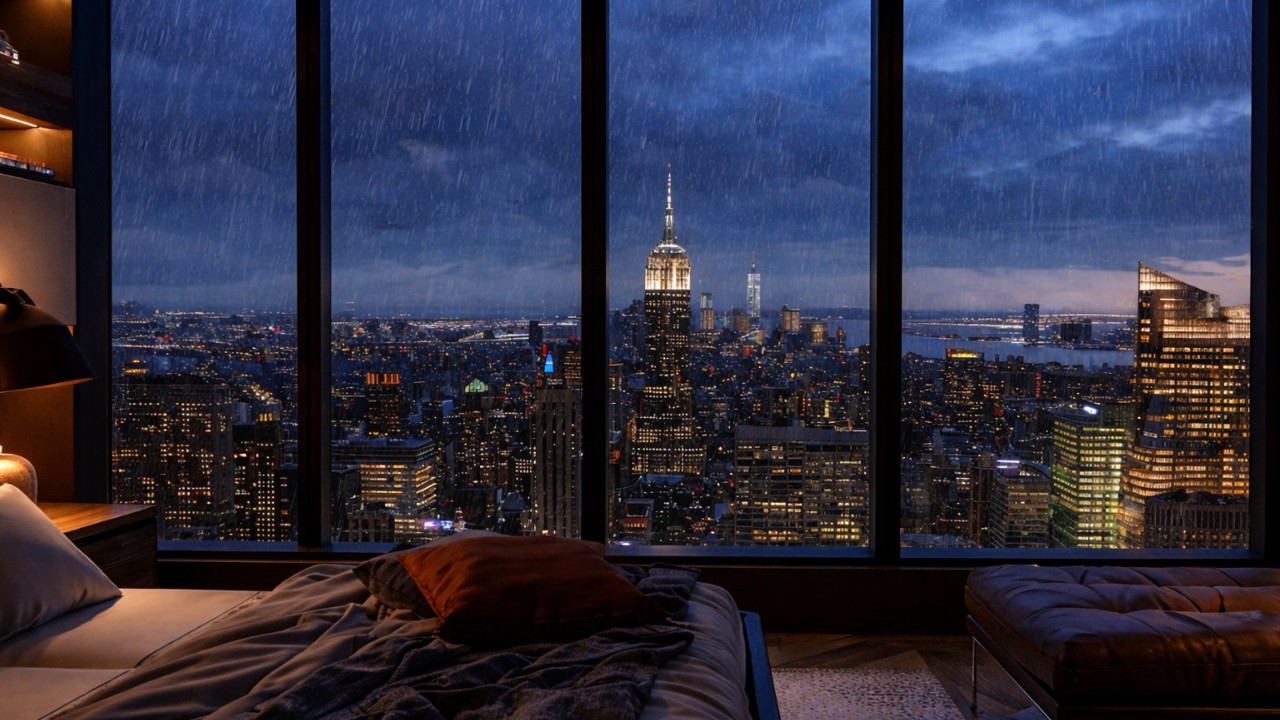 Rain Sounds at Night 🌧️ Relaxing Rain with Light Thunder for Sleep & Study (4 Hours)
