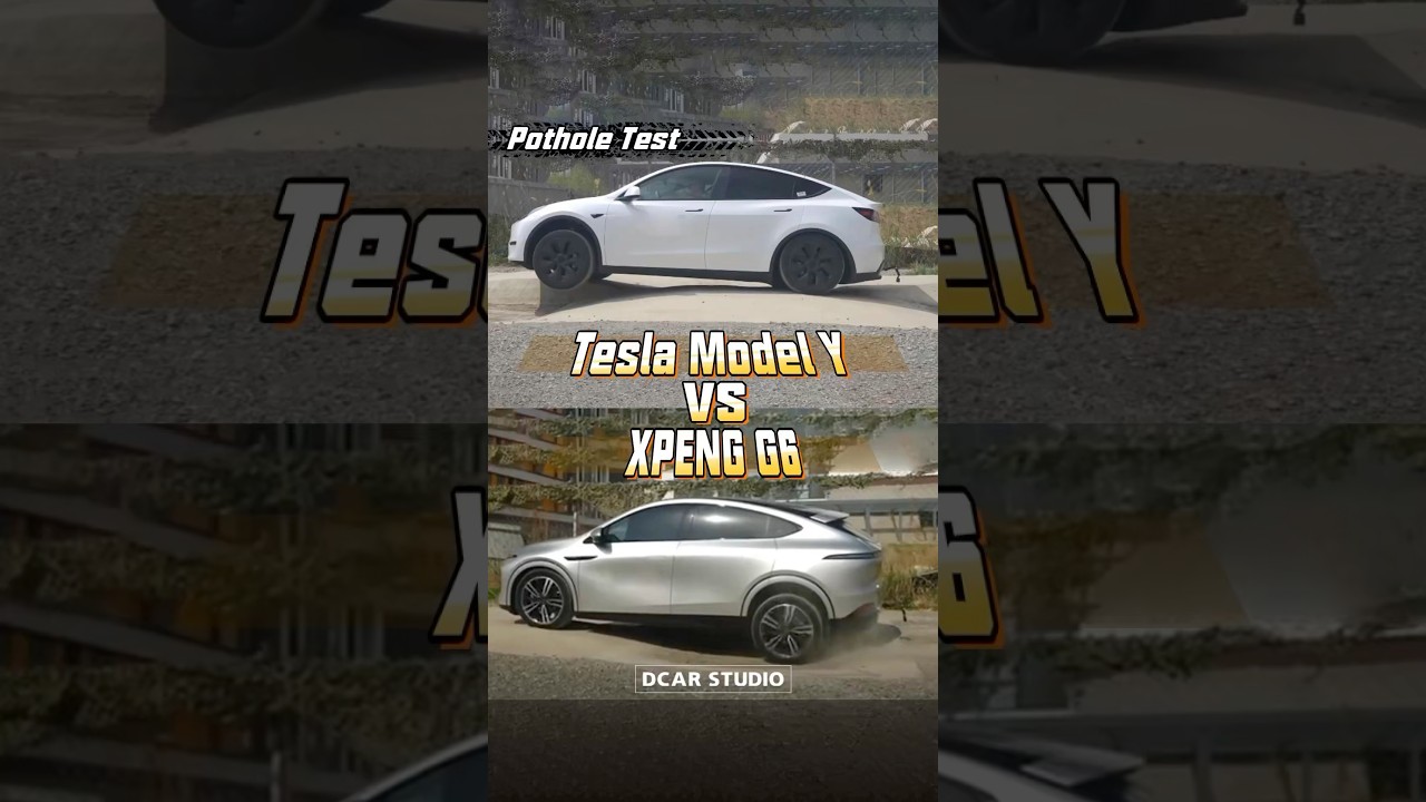 Will Model Y & XPENG G6 successed in Pothole Test？#offroad #tesla  #xpengg6