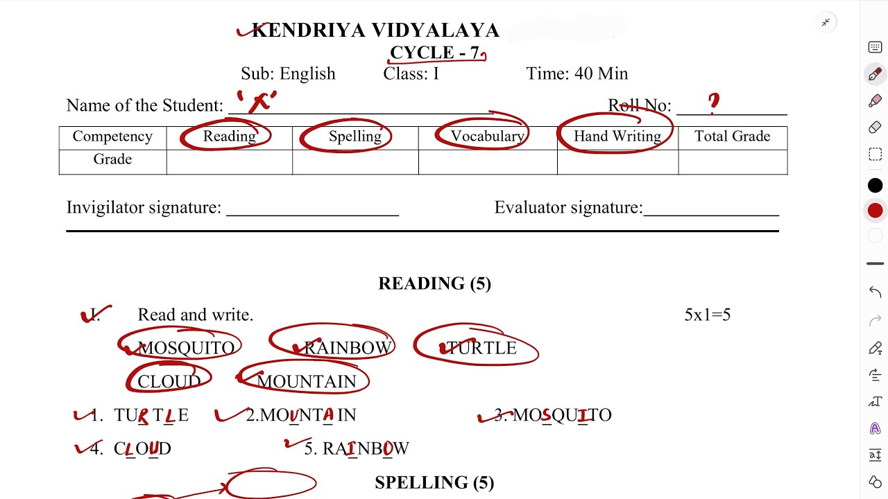 CLASS-1/ENGLISH/CYCLE TEST-7/QUESTION PAPER/SAMPLE PAPER/SOLUTION/KVS #kvs #class #maths #class2nd