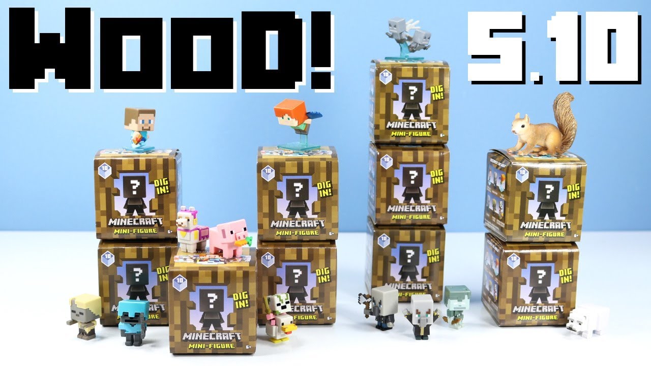 Minecraft Mini-Figures Wood Series 10 Mystery Boxes Collection Review & Codes