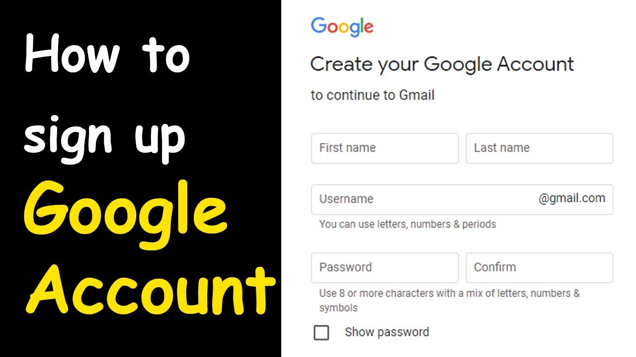 How to sign up google account