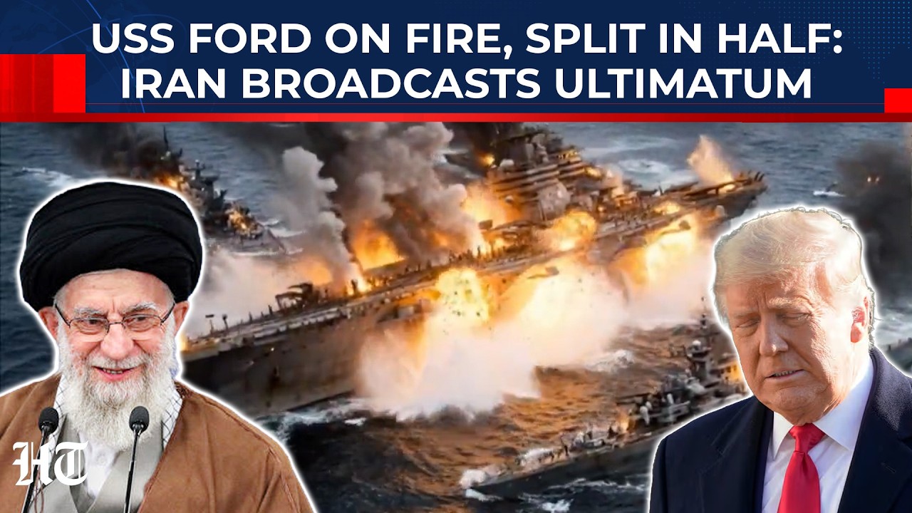 USS Ford On Fire, Split In Half: Khamenei Broadcasts 'Ship-Sinking' Ultimatum After Trump 'Warns'