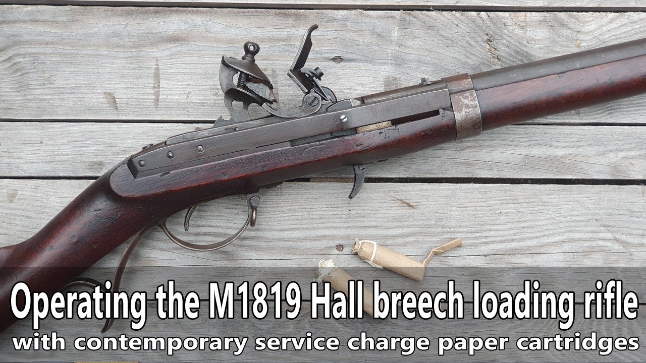 Operating the M1819 Hall breech loading flintlock rifle with authentic cartridges