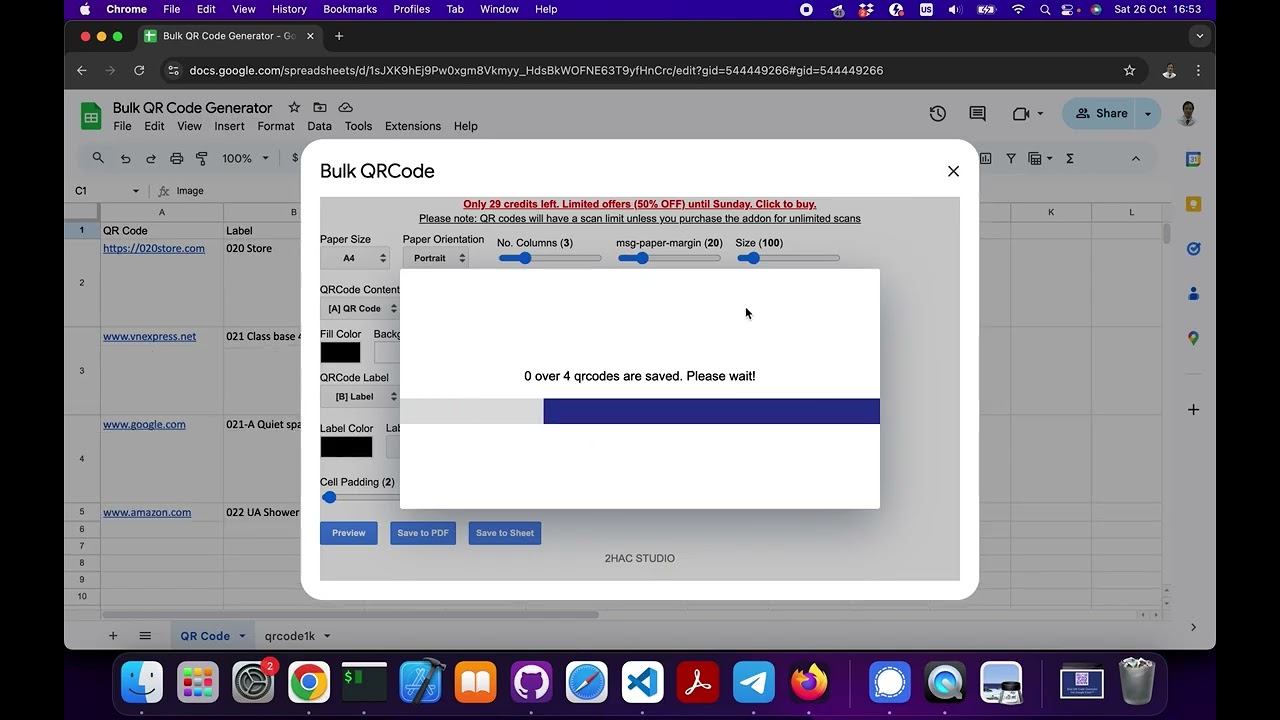 Bulk QR Code Generator for Google Sheets