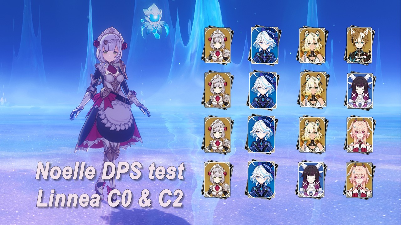 Noelle DPS test, Linnea C0 & C2 | Genshin Impact