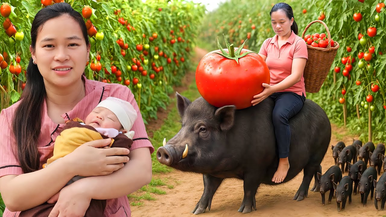 How to Cook Tomato Porridge for my Giant Black Pigs & Newborn Piglets, Gardening