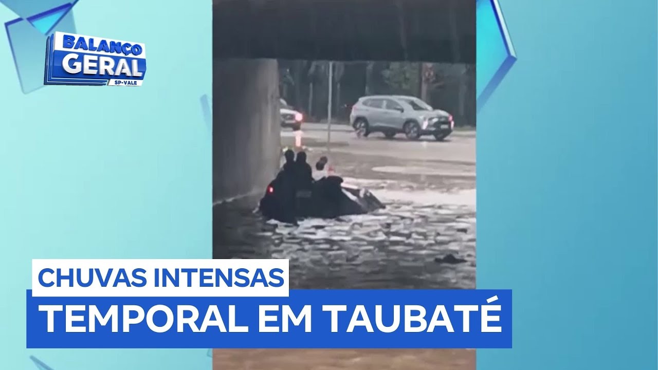 Enxurrada durante temporal assusta moradores de Taubaté (SP) durante o fim de semana