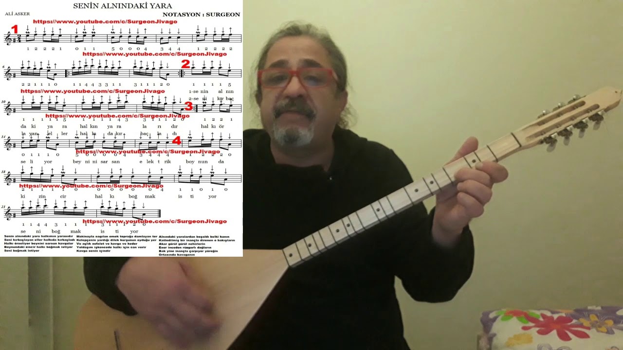 SOLFEJ ALİ ASKER SENİN ALNINDAKİ YARA KISA SAP BAĞLAMA EKLEYEN SURGEON