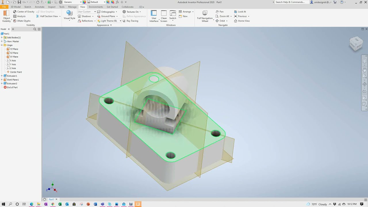 Inventor Rod Guide Design Angled Work plane