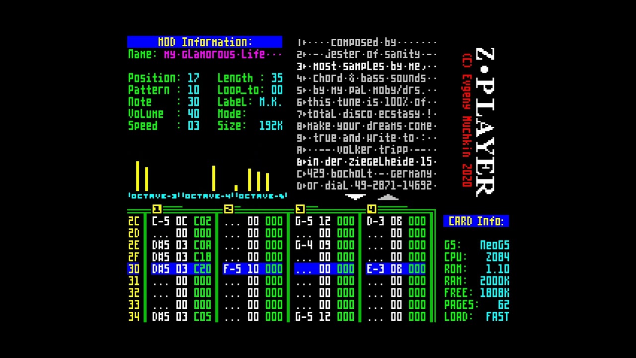 ZX Spectrum General Sound - MOD Music - My Glamorous Life by Jester