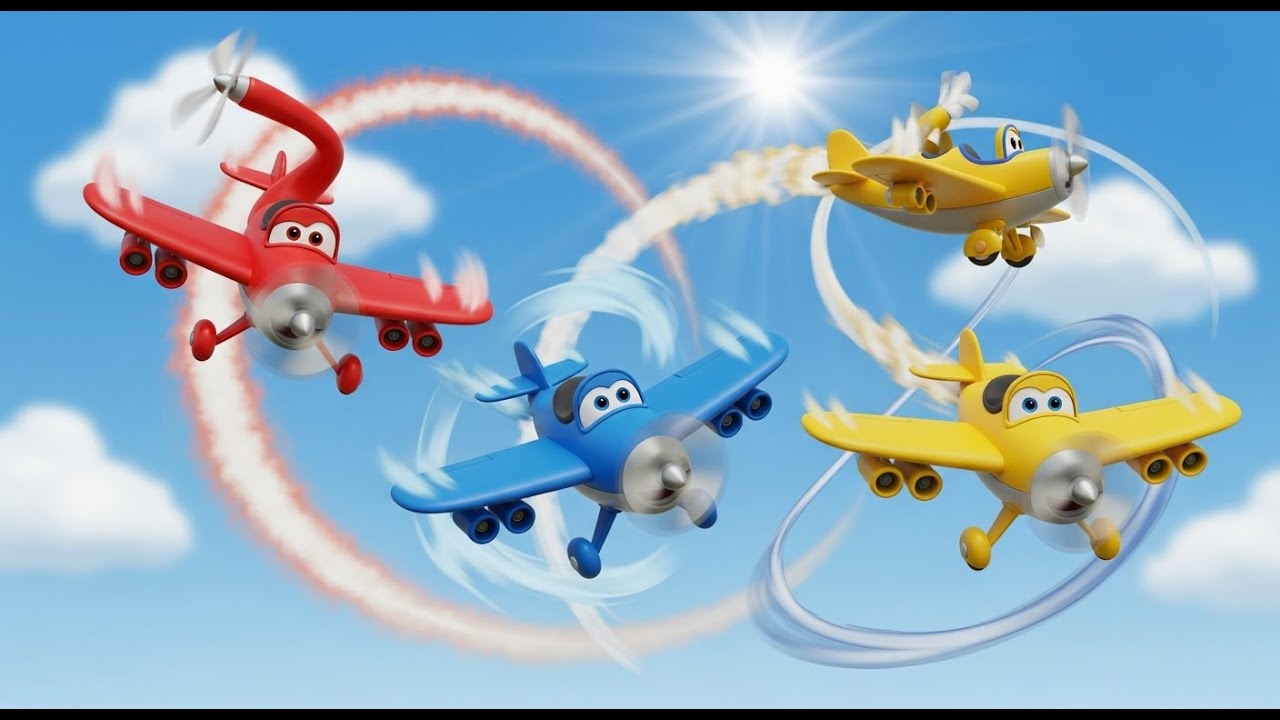 Tres pequeños aviones de juguete vuelan | Rimas para Niños y Canciones Infantiles