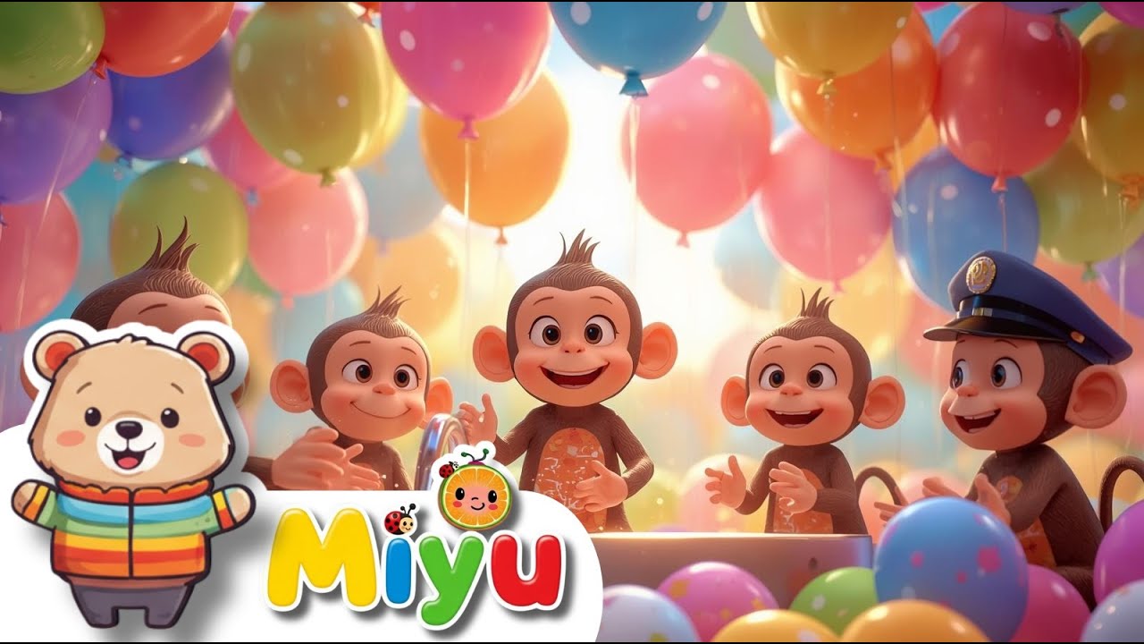 🐵🐷 ¡Las Canciones más ALEGRES para Niños! Monos, Granja, Policía y Globos de Colores | Miyu