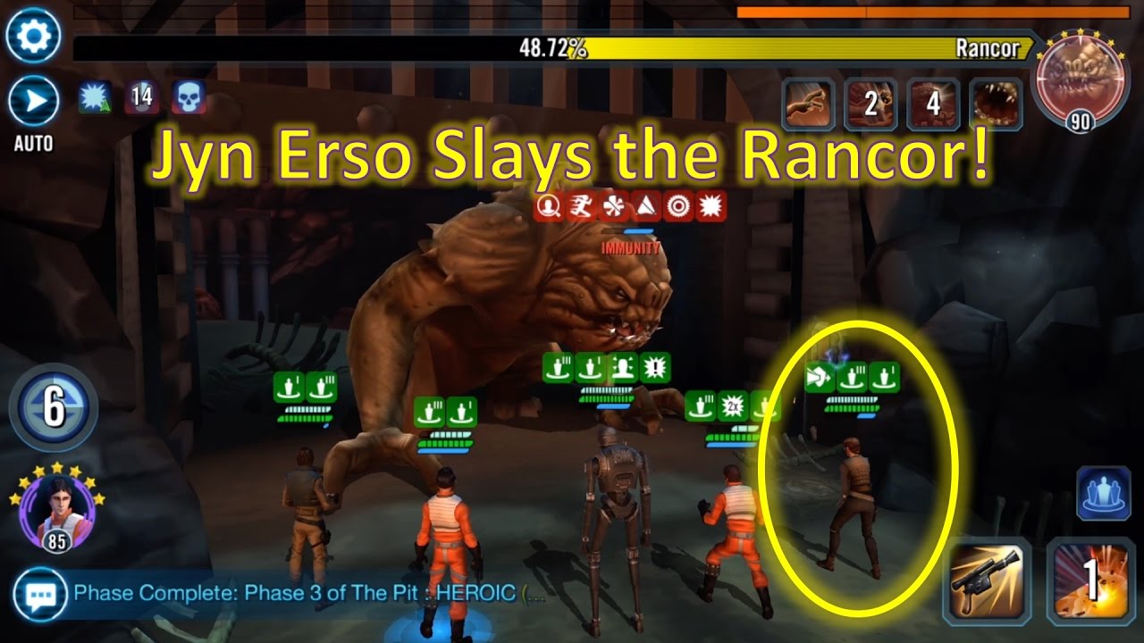 Star Wars Galaxy of Heroes: Jyn Erso Slays the Rancor!