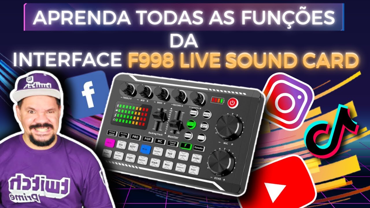 Aprenda todas as funções da interface de áudio F998 LIVE SOUND CARD