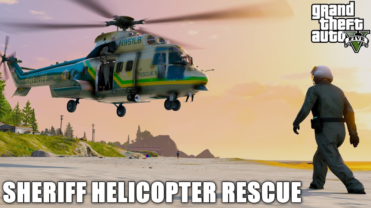 Sheriff Helicopter Makes Risky Cliff Rescue in GTA 5