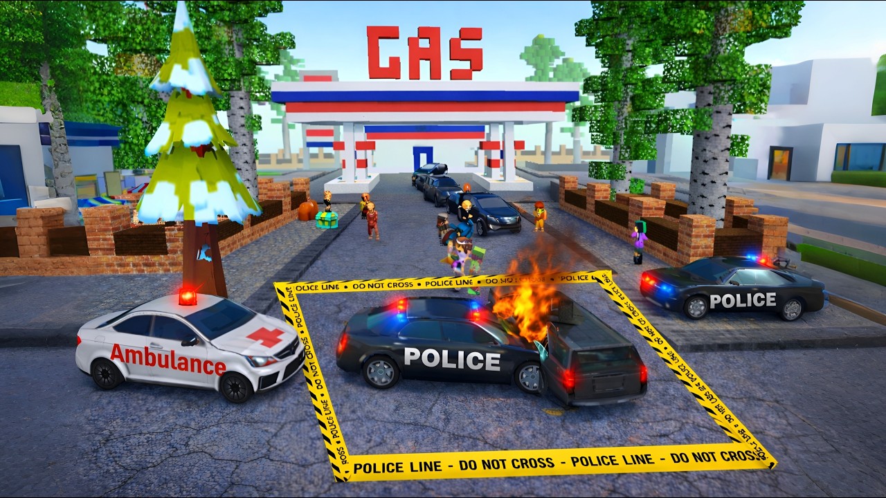 SCHOOL PARTY CRAFT – UNBELIEVABLE POLICE CAR CRASH AT GAS STATION! EMERGENCY CHAOS!