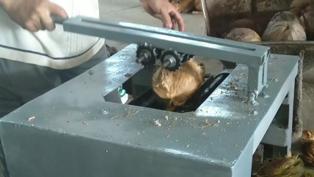 Máy bóc vỏ dừa khô, lột dừa mủ - Coconut peeling machine