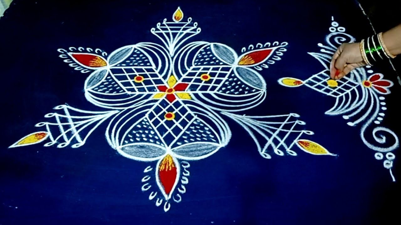 Ashwayuja masam special muggulu / Diwali rangoli design / Deepam muggulu / Festival rangoli design