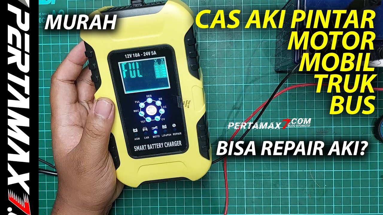 REVIEW Cas Aki FOXSUR Motor Mobil Truk Bisa Repair Smart Battery Charger FBC122410D 