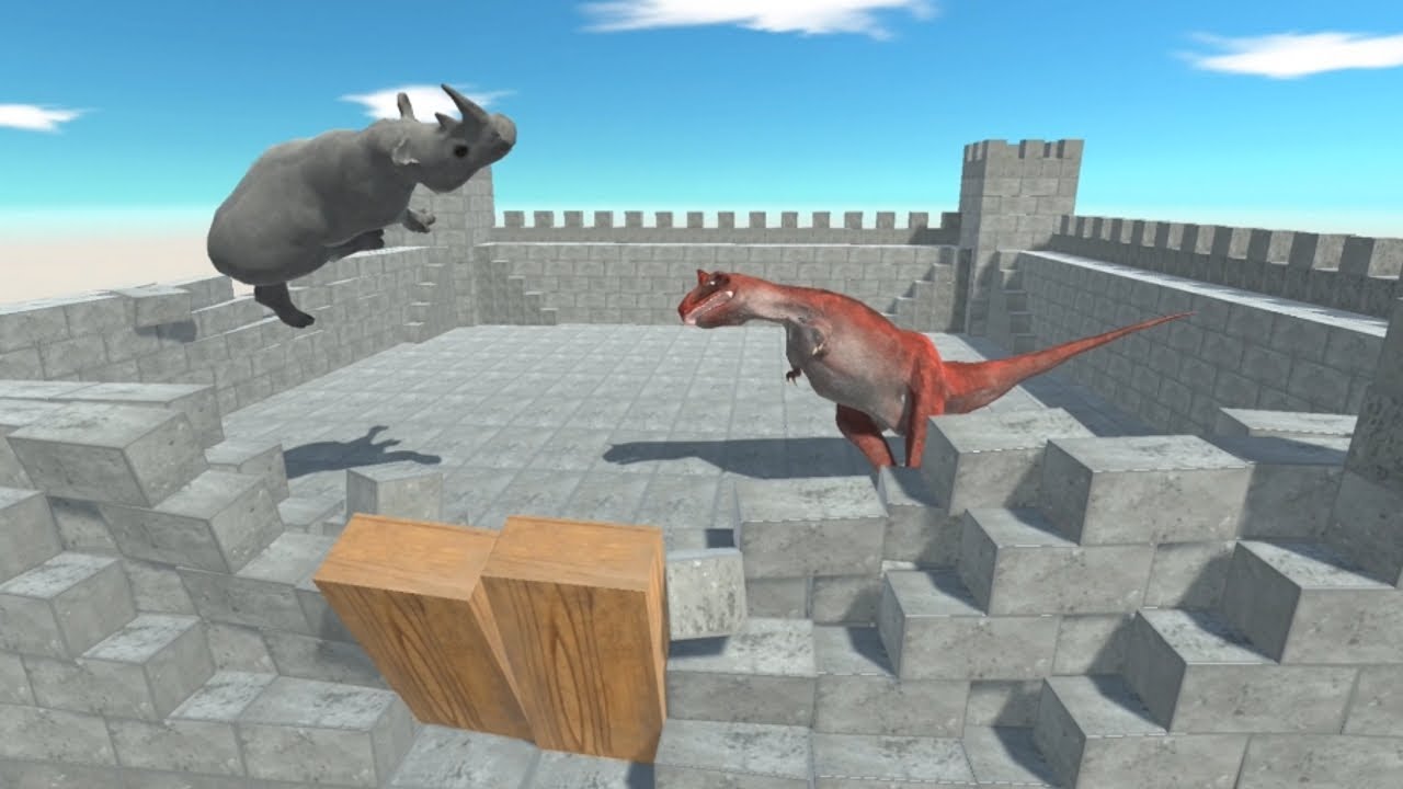 Brutal Bite Attack from CARNOTAURUS in Castle vs ALL UNITS Animal Revolt Battle Simulator