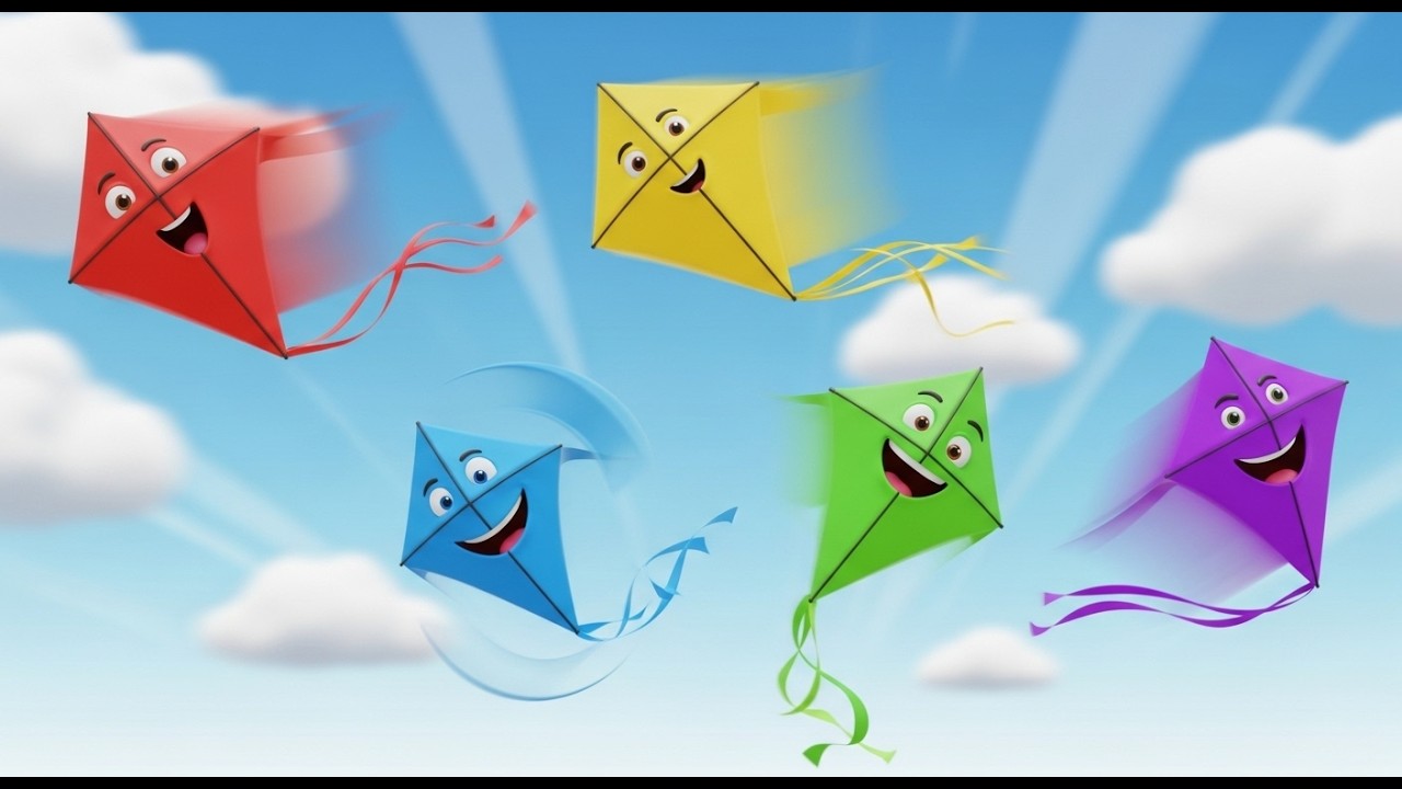 Five Little Toy Kites Sway Sway Sway | Wind & Nature Counting Song for Kids