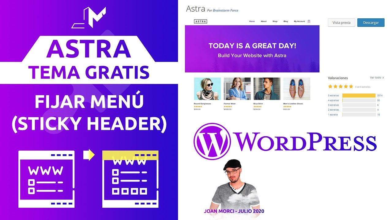 WordPress: Astra. Fijar Menú Cabecera (Sticky Header)