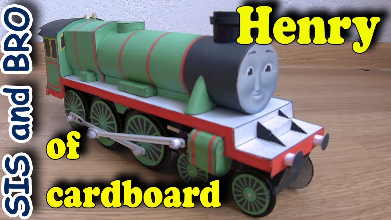 Henry train of cardboard. Get a free gift. Cardboard Models Trains Thomas and Friends. Step by step