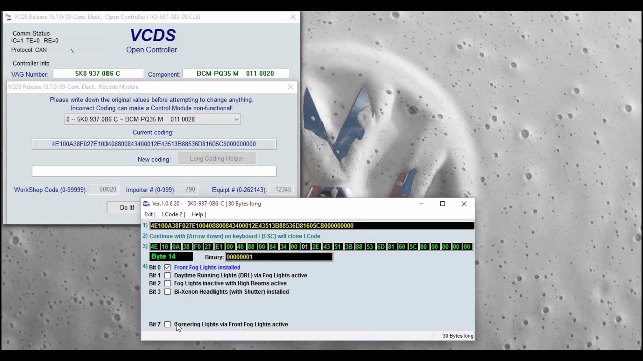 VCDS How To - Activate / Deactivate Cornering Lights Via Front Fog Lights - VW Scirocco MK3